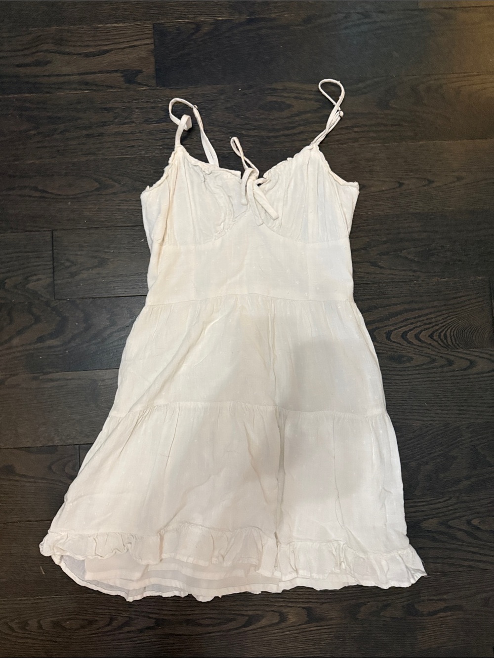 Hollister White Mini Dress with Ruffle Hem